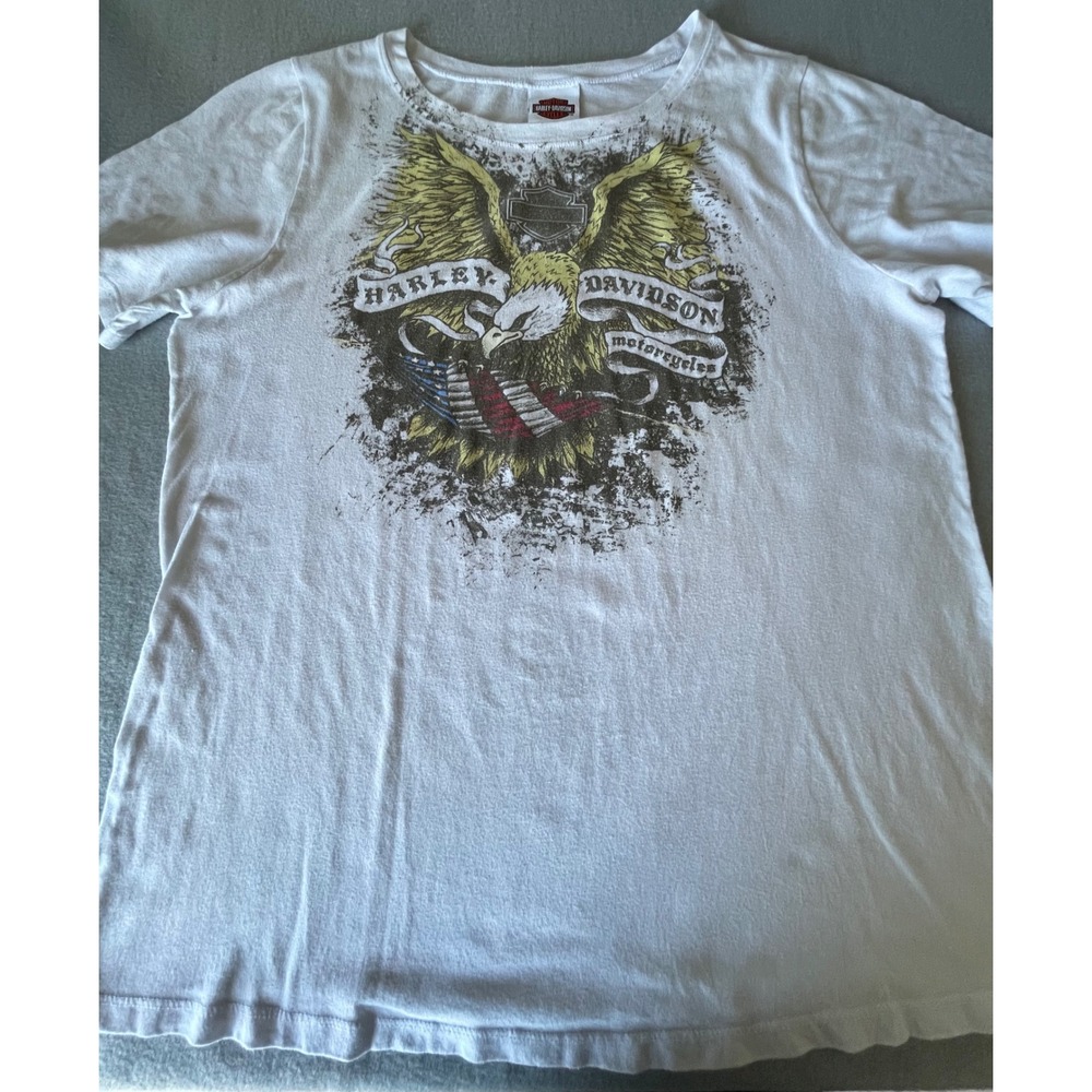Harley-Davidson Heritage Eagle Graphic T-Shirt White Concord NH Womens 1X